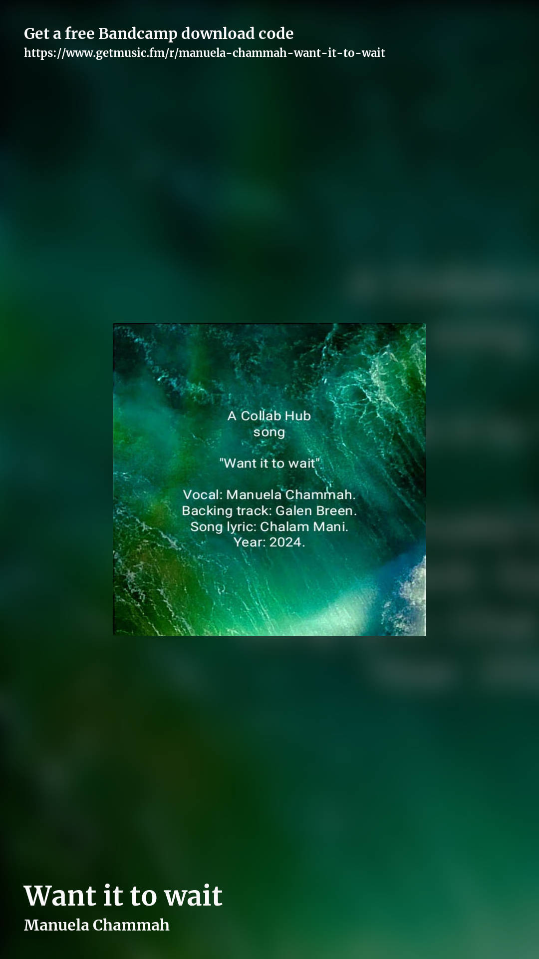 Want it to wait by Manuela Chammah , story promo share image