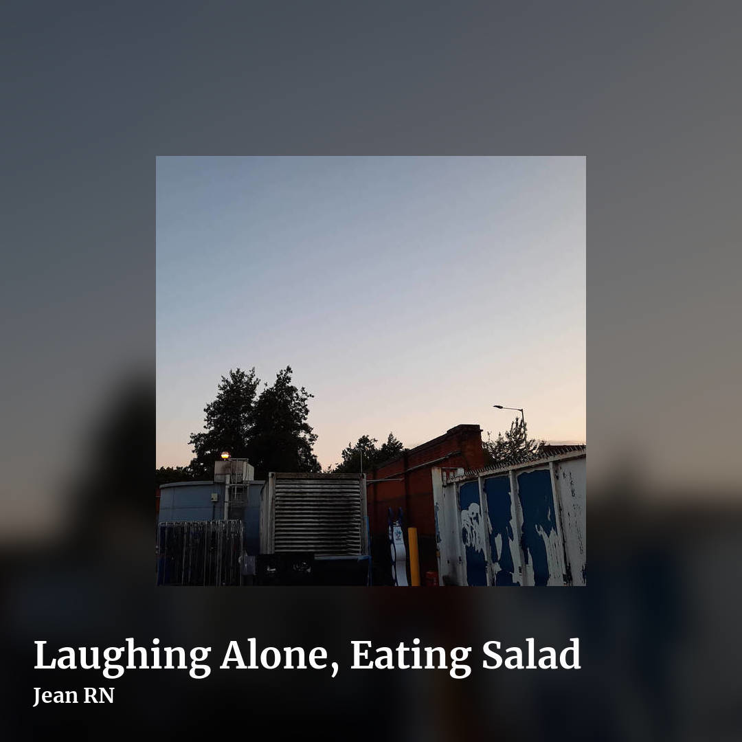 Laughing Alone, Eating Salad by Jean RN, square clean share image