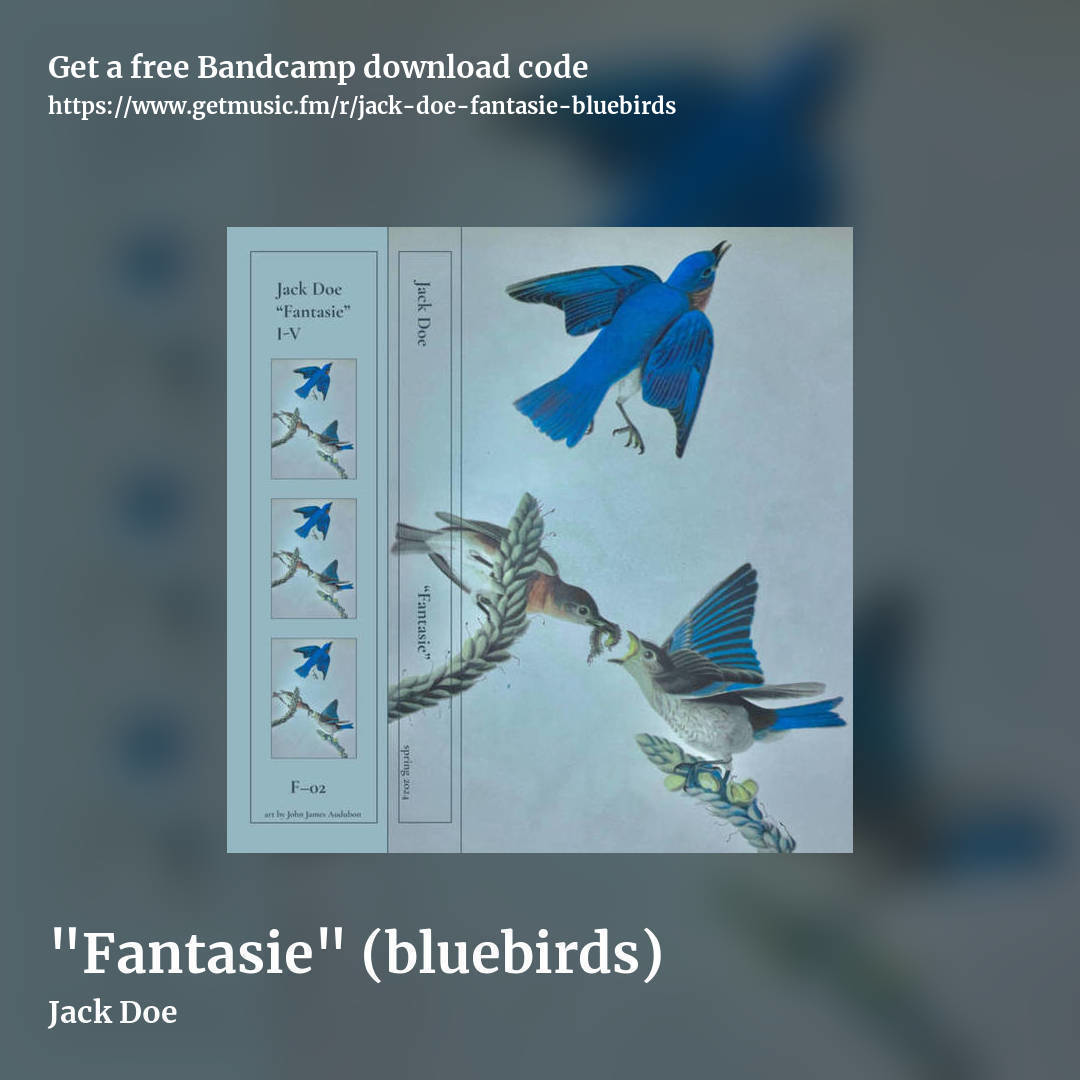 "Fantasie" (bluebirds) by Jack Doe, square promo share image