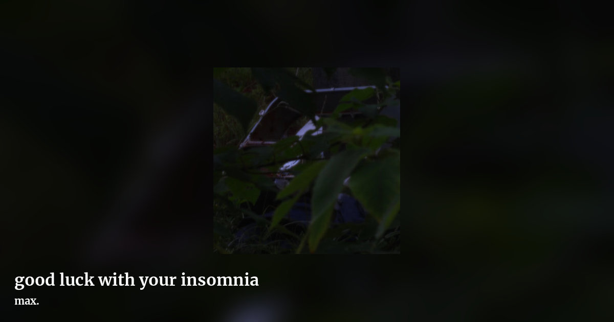good luck with your insomnia by max., landscape clean share image