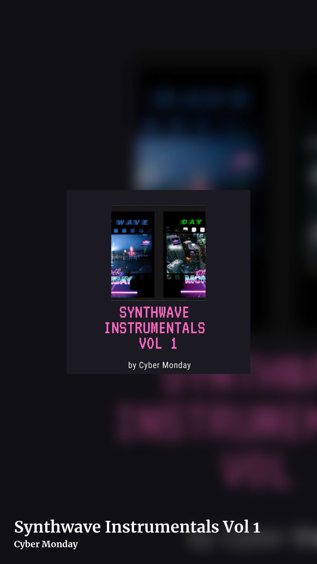 Synthwave Instrumentals Vol 1 by Cyber Monday, story clean share image