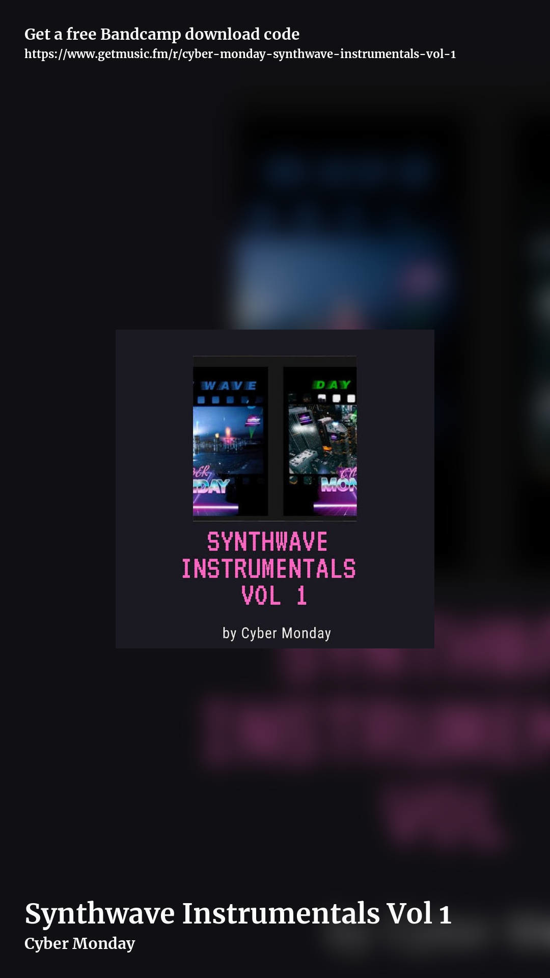 Synthwave Instrumentals Vol 1 by Cyber Monday, story promo share image