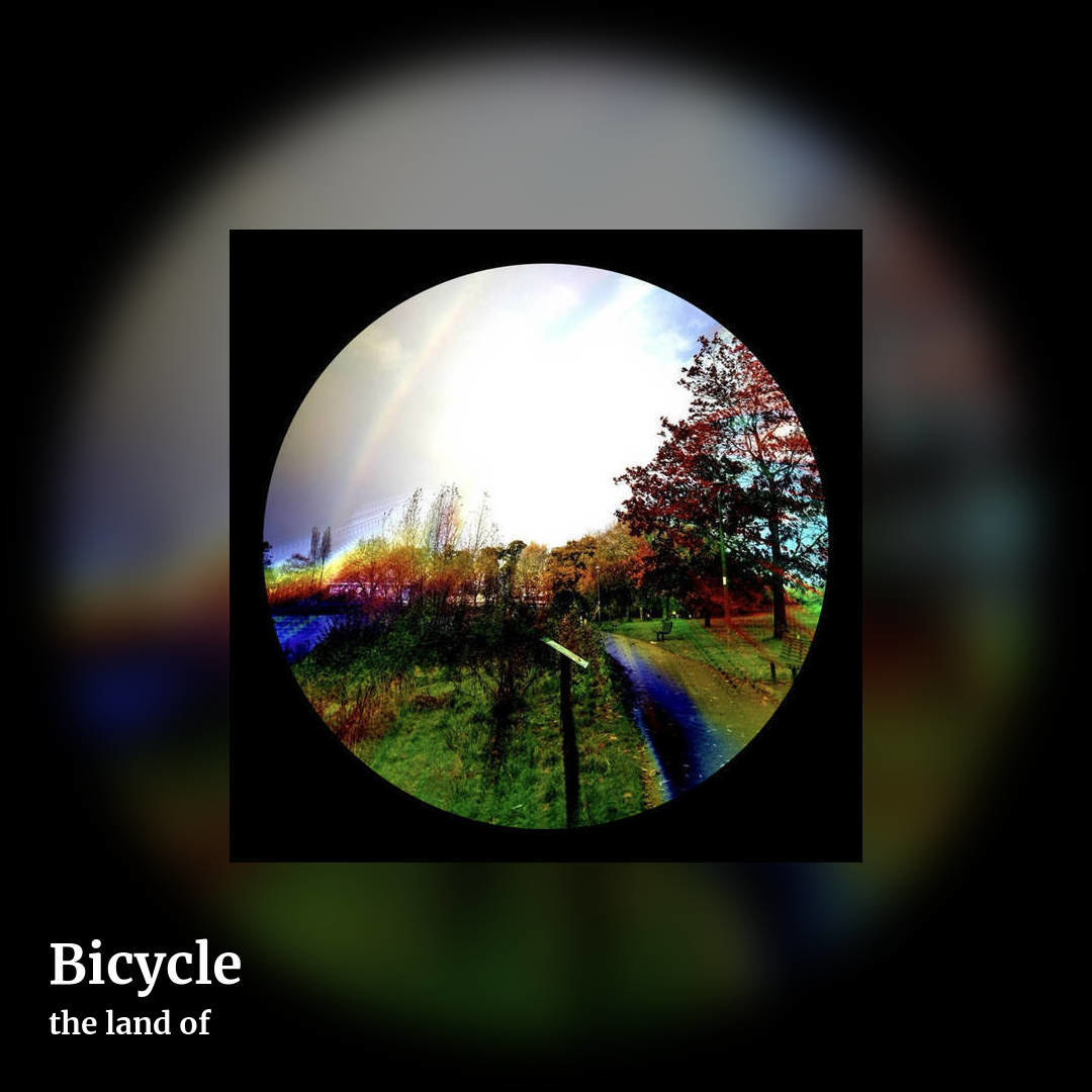 Bicycle by the land of, square clean share image